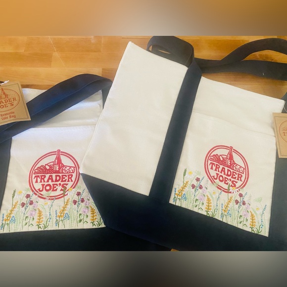 2 Trader Joe's Reusable Canvas Tote Bag - Picture 3 of 7